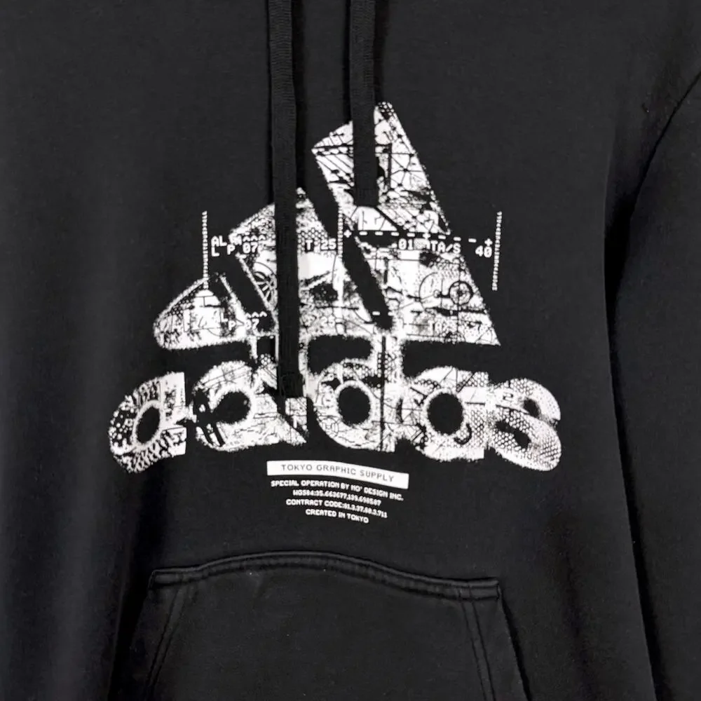 Adidas Tokyo Graphic Supply Black White Men's Hoodie Streetwear Japan L US M